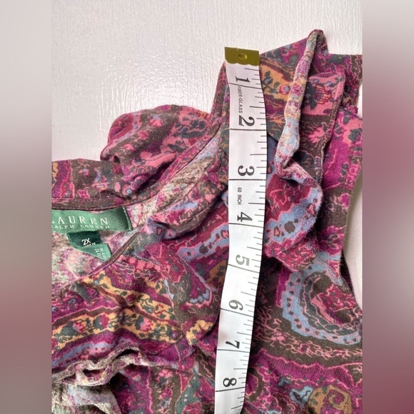 Lauren Ralph Lauren Dark Burgandy Paisley Tank Top with Ruffles - Picture 10 of 11